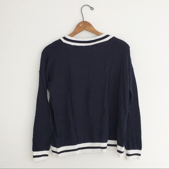 COPY - H&M Navy Varsity V-neck - Picture 2 of 3